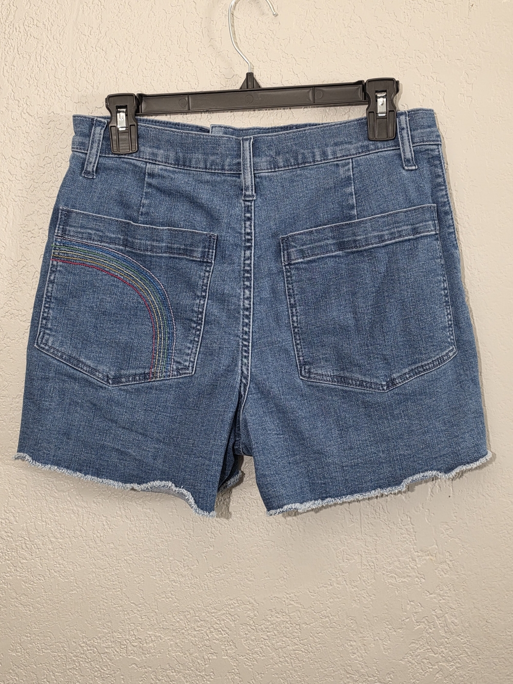 Madewell Denim Cut Off Shorts with Rainbow Pocket Stitching High Rise Womens 28